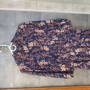 Nanette Lepore midi floral navy dress size 8